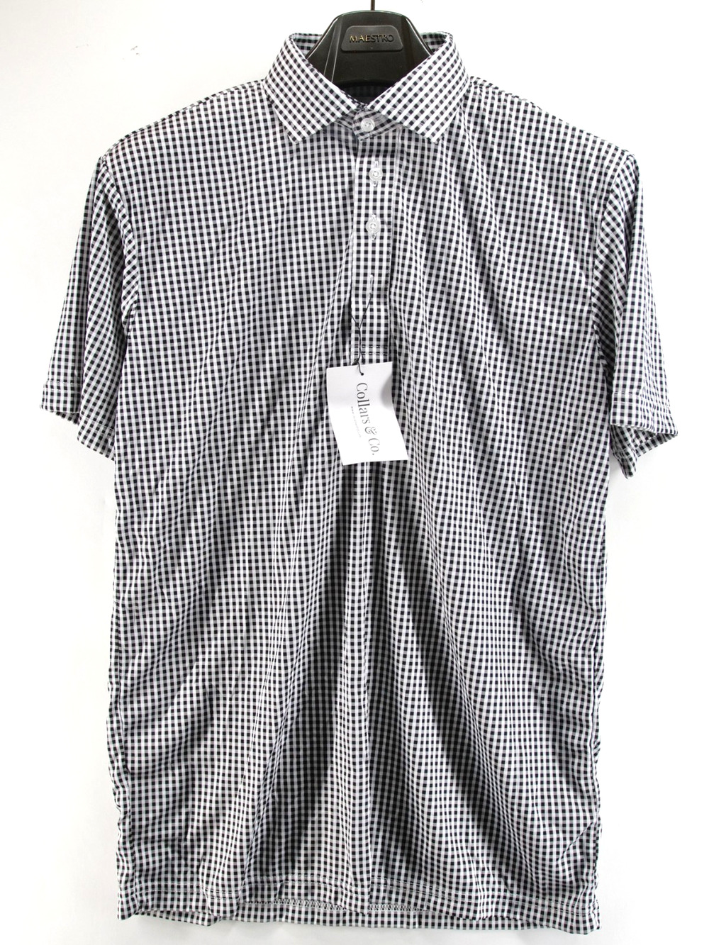 Collars And Co Size M Mens Gingham Check Short Sleeve Button Down
